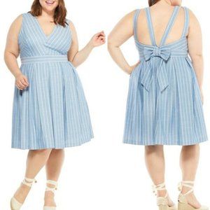 Gal Meets Glam Samantha Slub Fit & Flare Dress